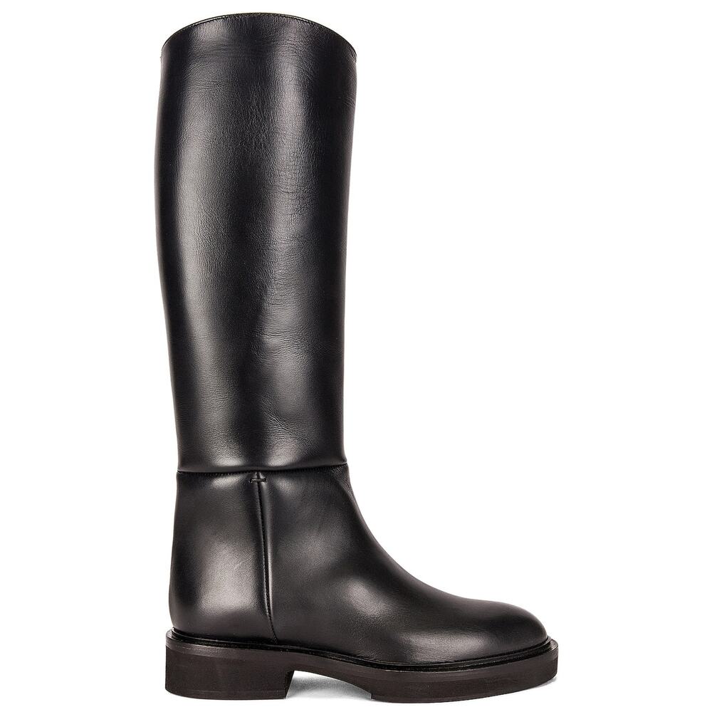 Khaite 'Derby' Black Leather Knee High Riding Boots Size 7